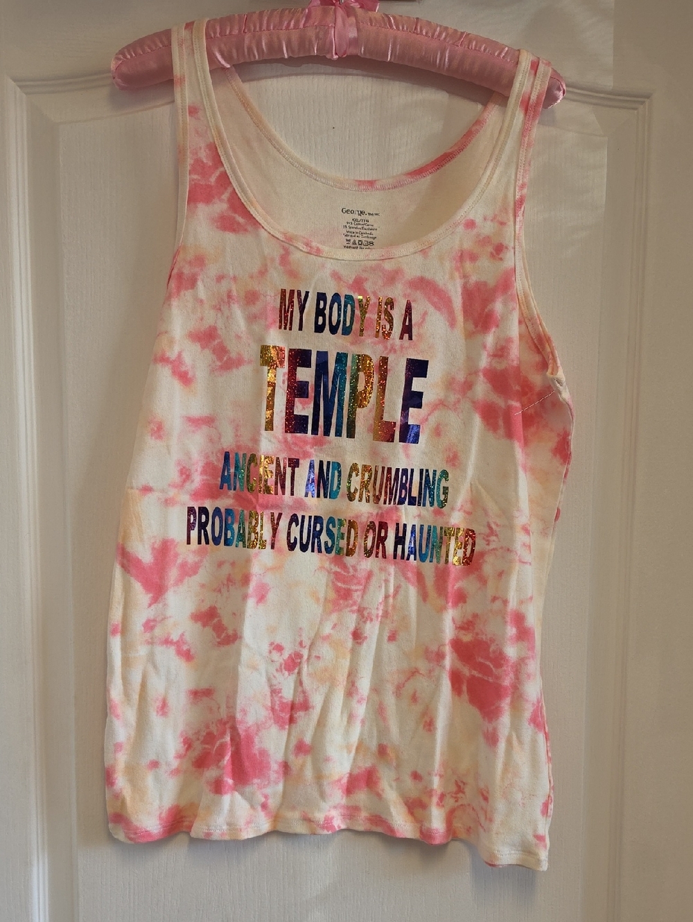 George Pink and White Tie-Dye Crew Neck Tee PRICE IS FIRM